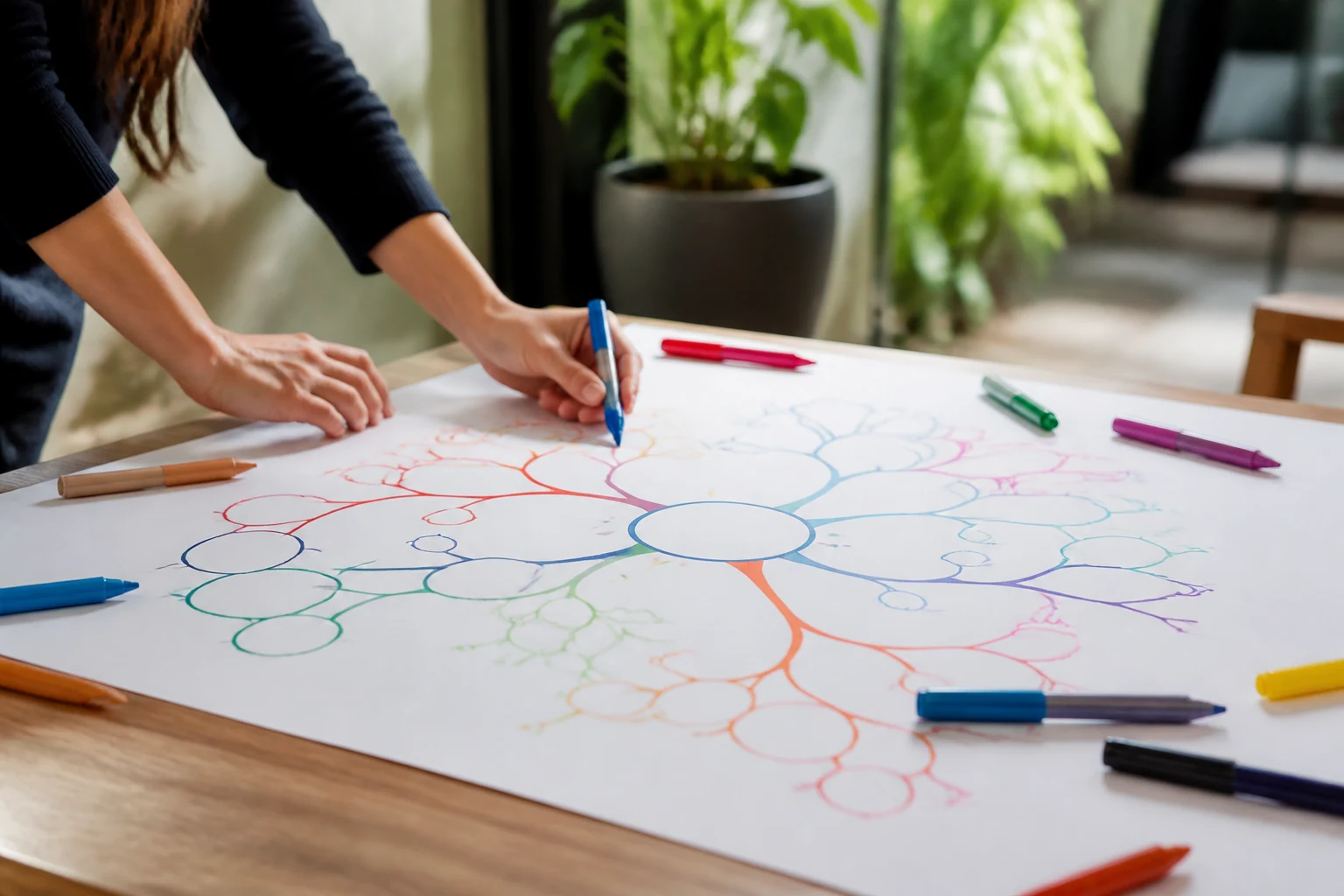 Exemple de carte mentale colorée avec un thème central et des branches
