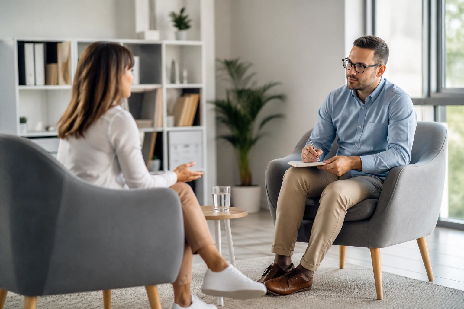 Un coach professionnel en séance d'accompagnement avec un client