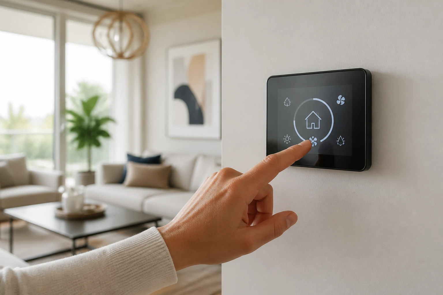 Maison équipée en domotique pilotée depuis une application mobile