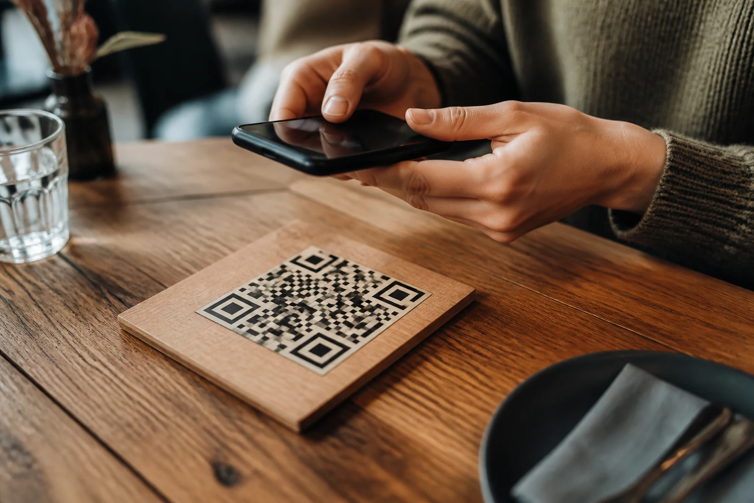 Un QR code affiché sur un écran de téléphone scanné par une caméra