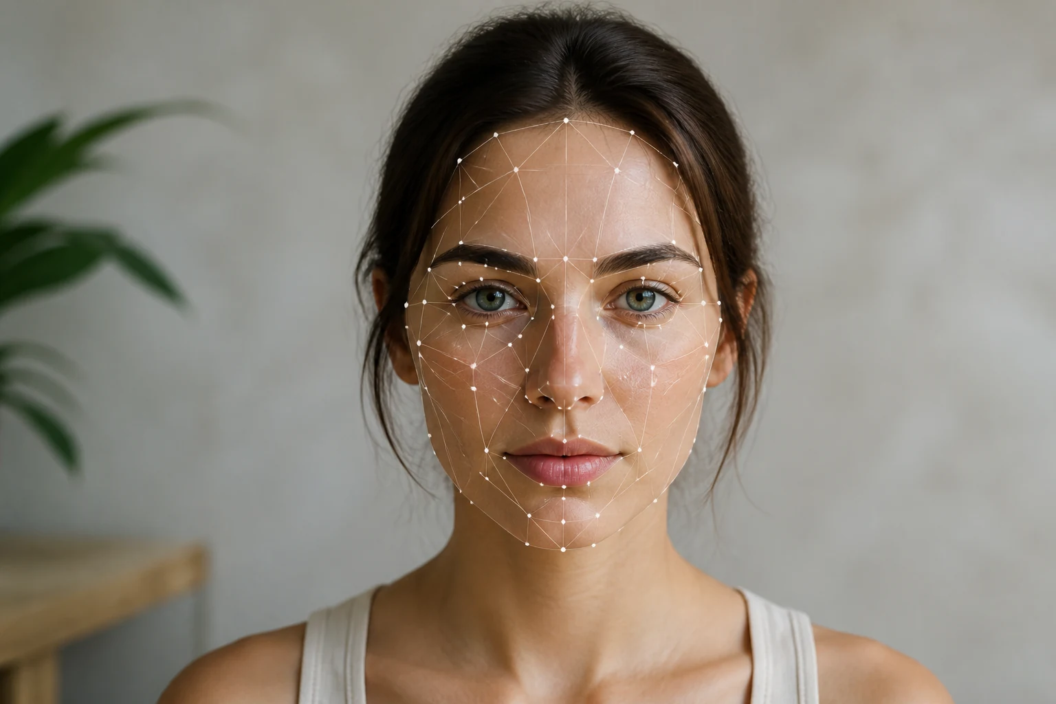 Illustration de la reconnaissance faciale analysant les points caractéristiques d'un visage