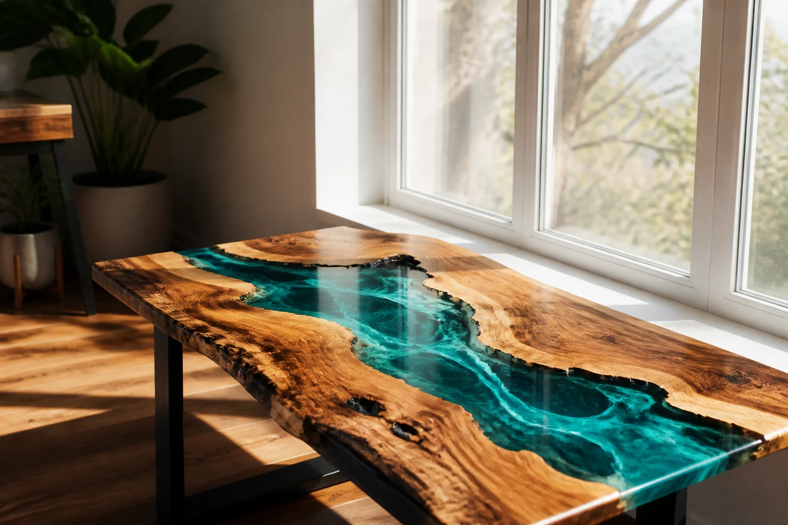 Résine de coulée transparente versée dans un moule pour créer un objet décoratif