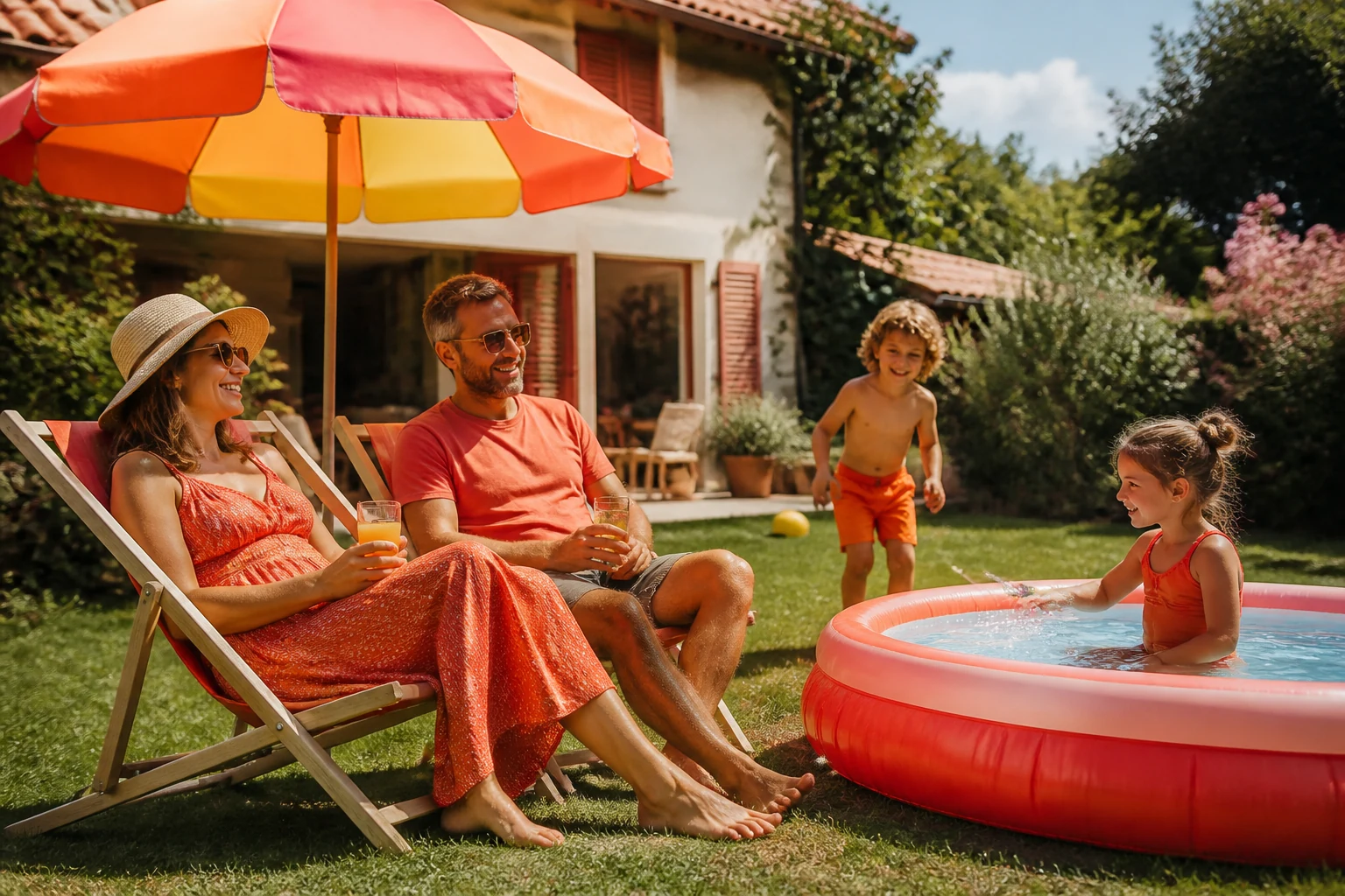 Personne en staycation profitant d'un moment de détente sur la terrasse de sa maison