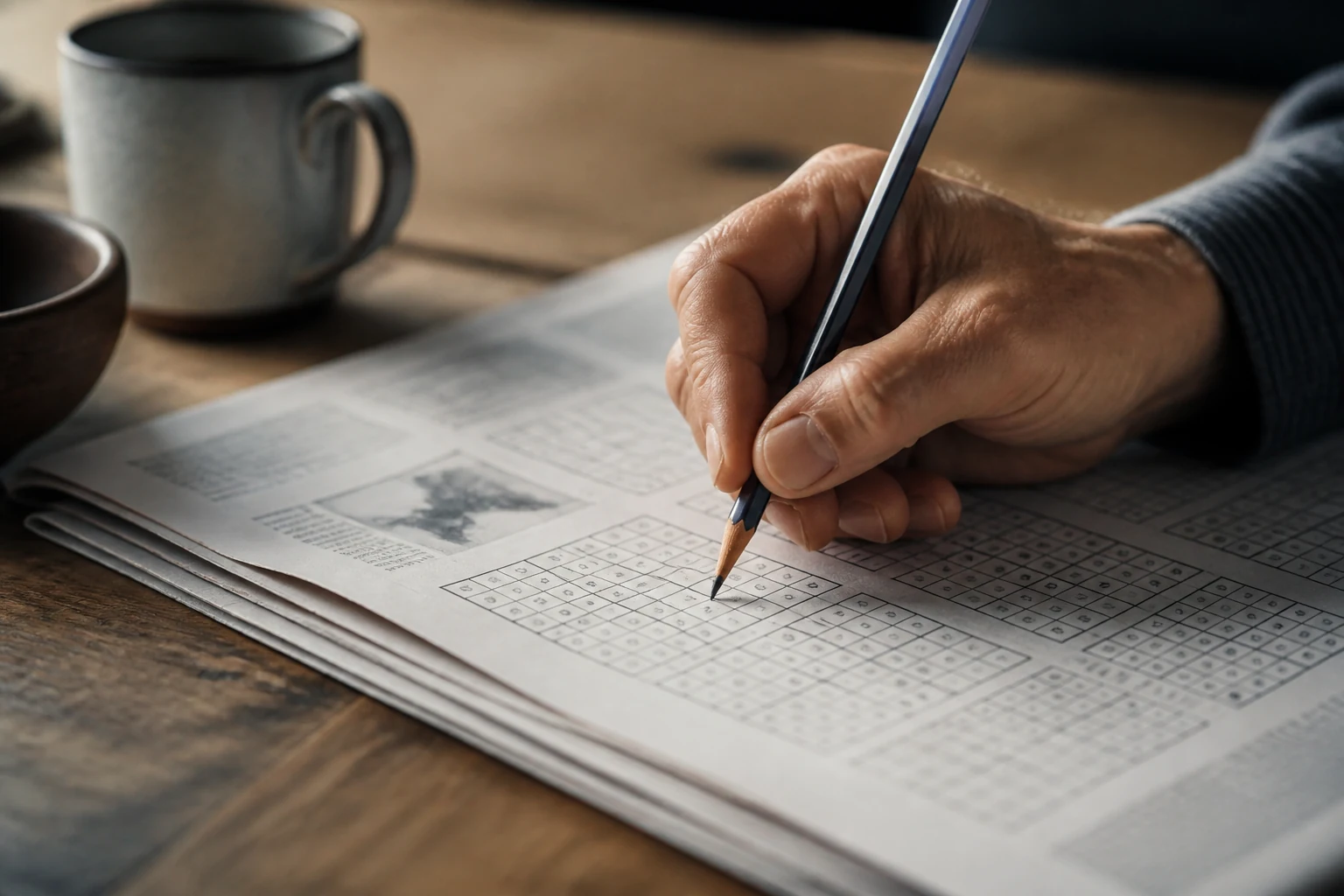 Grille de sudoku partiellement remplie avec un crayon, jeu de logique en neuf sur neuf