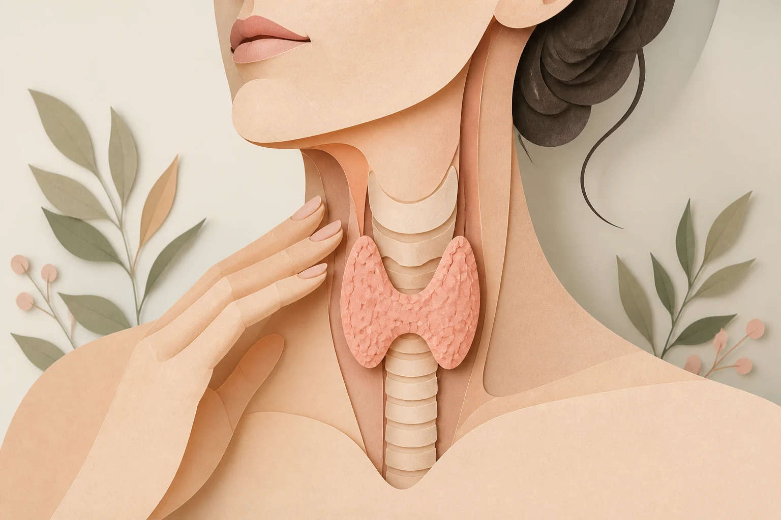 Illustration de la thyroïde, glande endocrine en forme de papillon située à la base du cou