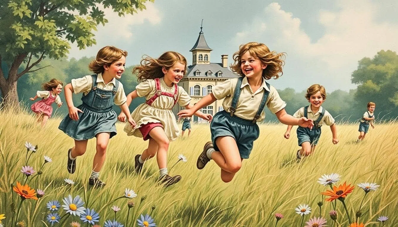 Enfants dans la nature illustrant l'expression faire l'école buissonnière