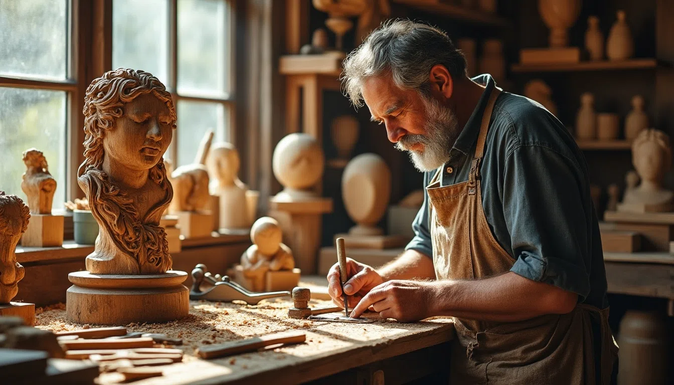 découvrez l'art de la sculpture sur bois, une pratique ancestrale qui transforme le bois brut en œuvres d'art uniques. dans cet article, nous définissons la sculpture sur bois, ses techniques, son histoire et son importance culturelle. plongez dans l'univers fascinant de ce métier créatif et apprenez comment les artisans utilisent leur savoir-faire pour donner vie à des créations exceptionnelles.