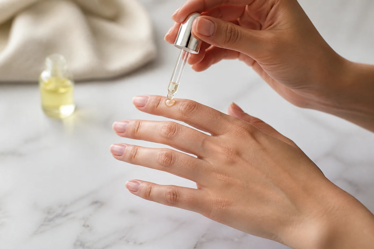 Application d’une huile pour prendre soin des cuticules sans les couper
