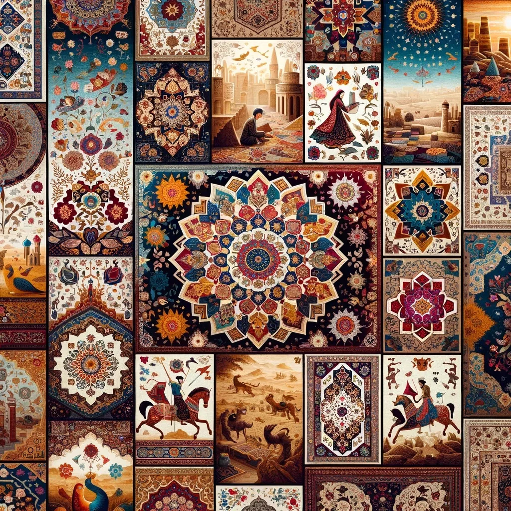 differents motifs symboliques de tapis persan