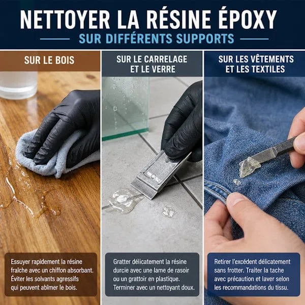 nettoyer la résine époxy différents matériaux