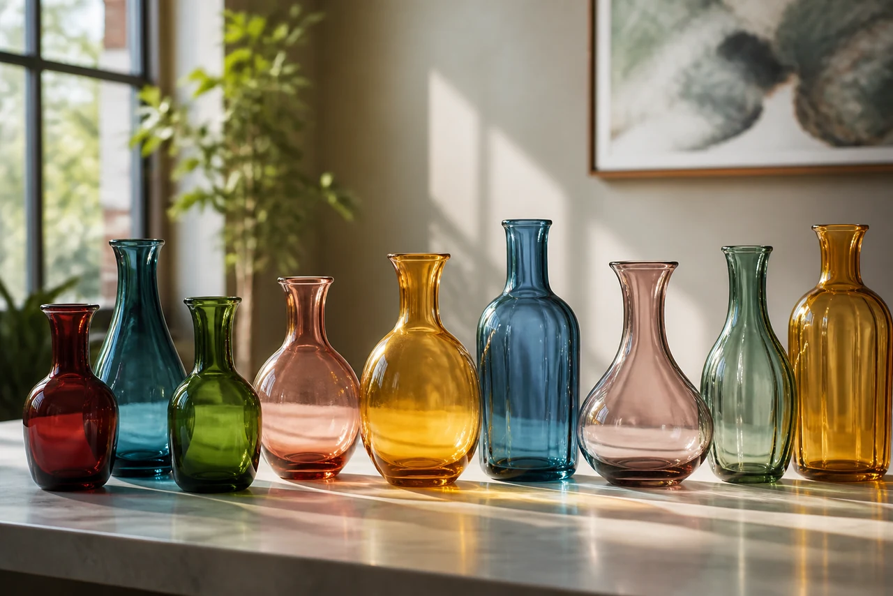 Outils du souffleur de verre et canne posés dans l’atelier d’une verrerie