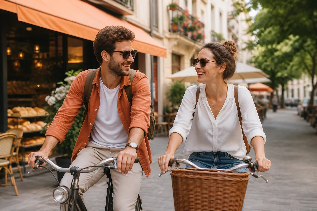 Balade à vélo lors d’une staycation à la découverte des paysages de sa propre région