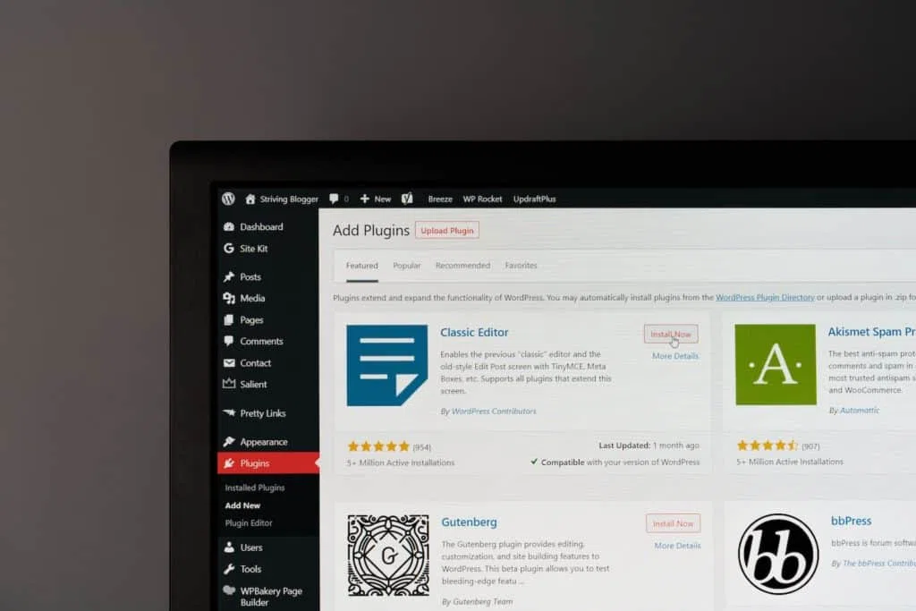 trouver une extension WP
