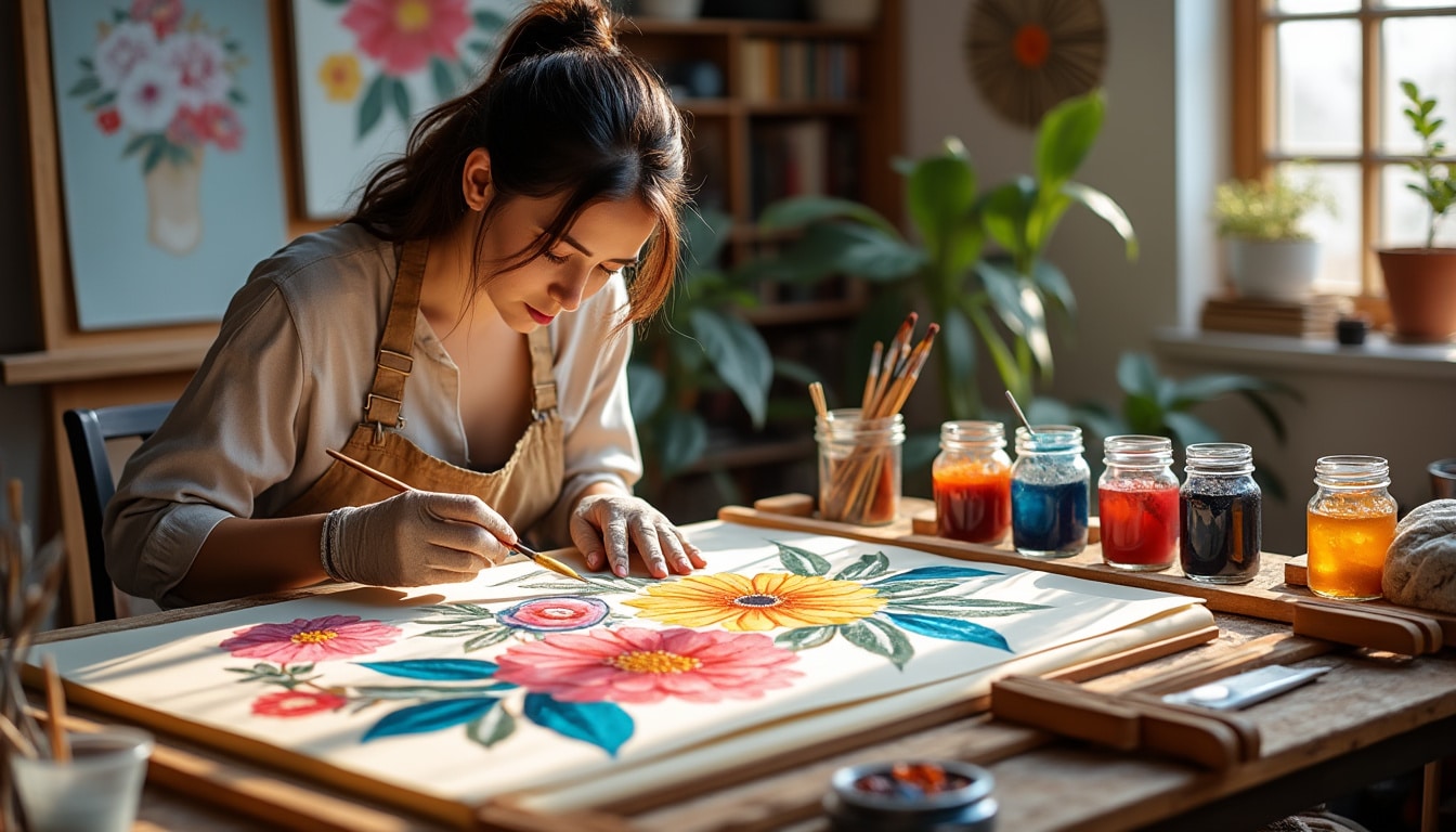 découvrez l'art fascinant de la peinture sur soie, une technique délicate transformant cette matière précieuse en œuvres d'art vibrantes. apprenez sa définition, ses origines et ses applications à travers notre guide complet.